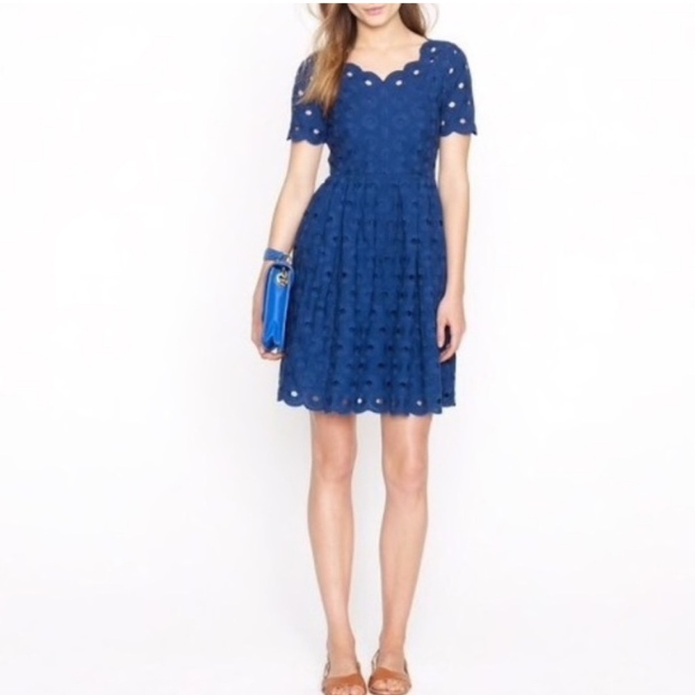 Elegant Blue Scalloped Dress